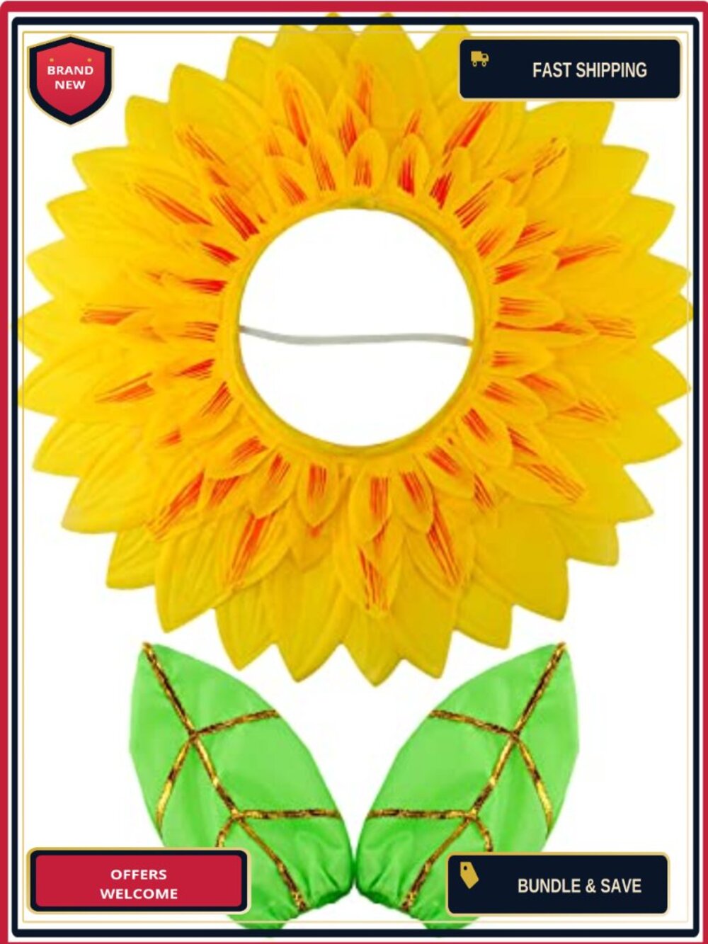 Sunflower Headpiece Costume Set with Headgear and Gloves for Halloween Cosplay